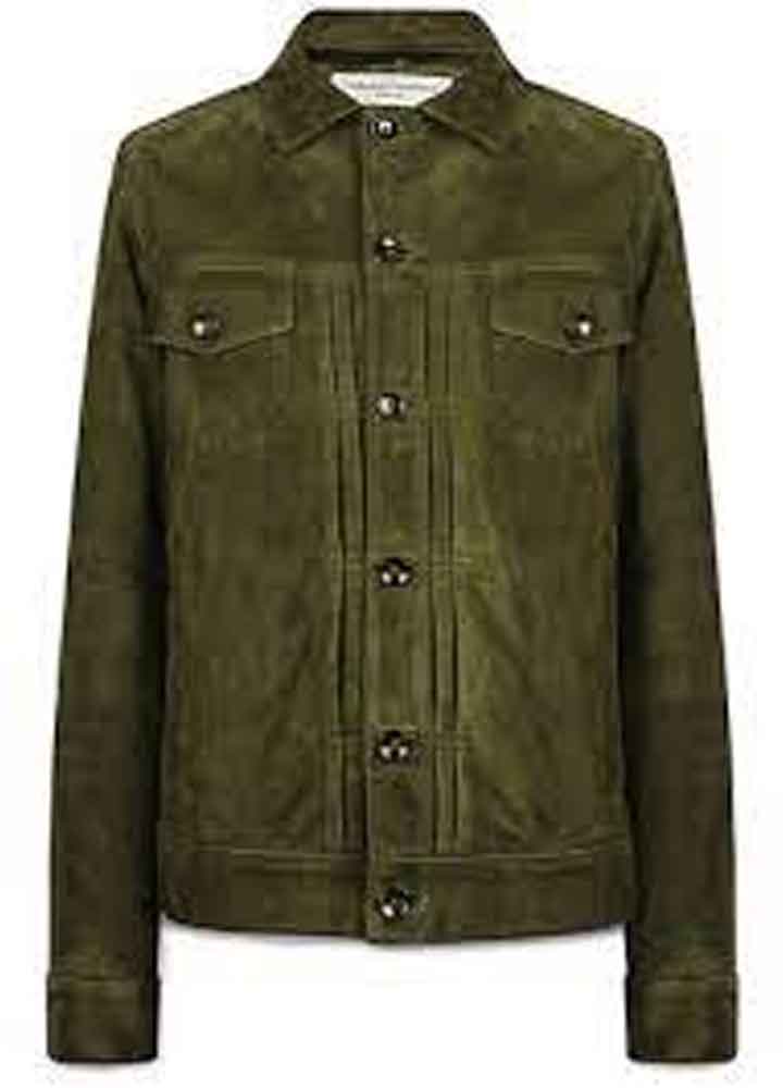 RED NOTICE (NOLAN BOOTH) RYAN REYNOLDS GREEN SUEDE JACKET